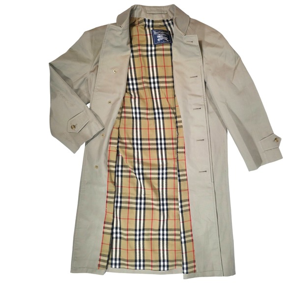 Burberry Vintage The Camden Trench Coat Mens 48 Short Tan Novacheck plaid lined - Picture 1 of 15